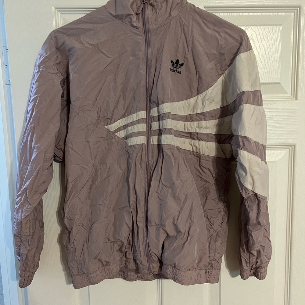 Adidas Mauve and Cream Windbreaker Jacket
